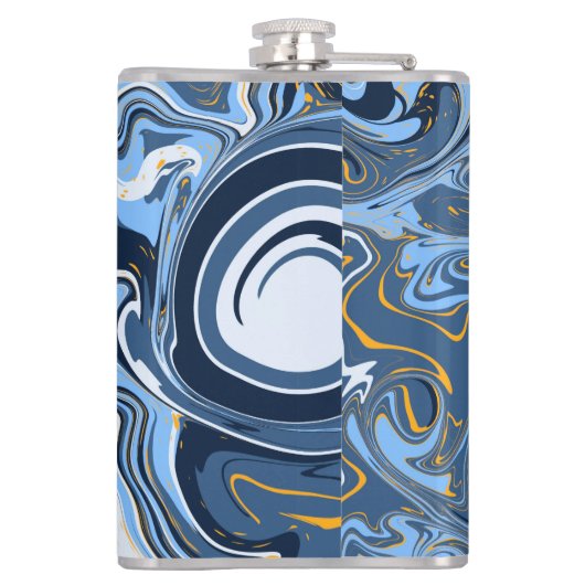 Flasques Bleu, blanc et doré Fluid Art (Dos)