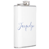 Flasques Bleu Blanc Plaine Élégant Moderne Calligraphie Nom (Droite)