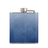 Flasques Bleu Brossé Élégant Avec Monogramme Or Simple (Dos)