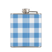 Flasques Bleu clair et blanc Motif à plaid avec monogramme (Dos)