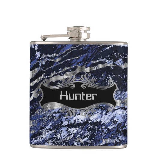 Flasques Bleu et argent de saphir (Devant)