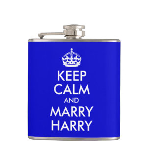 Flasques Bleu et Blanc Gardez votre calme et épousez Harry