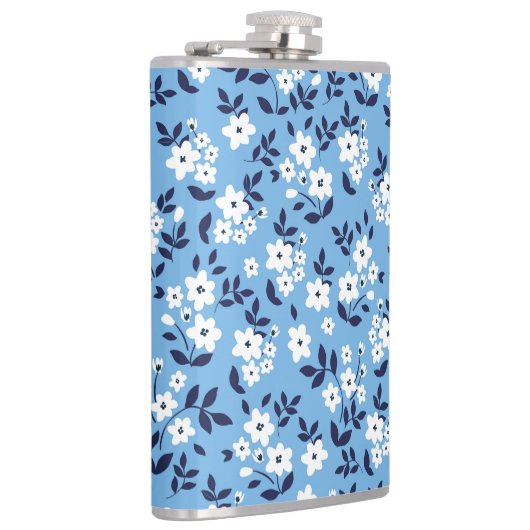 Flasques Bleu, Fleurs blanches : Vintage (Droite)