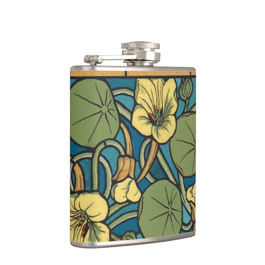 Flasques Bleu jaune Nasturtium Fleur Nouveau Motif (Droite)