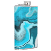 Flasques Bleu, noir et Marbre blanc Fluid Art (Droite)