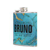 Flasques Bleu & Or Marbre Pierre Groomsman Cadeau (Gauche)