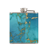 Flasques Bleu & Or Marbre Pierre Groomsman Cadeau (Dos)