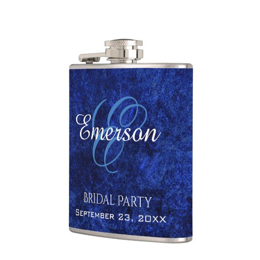 Flasques Bleu saphir | Cobalt Azure Briding Party Monogramm (Gauche)