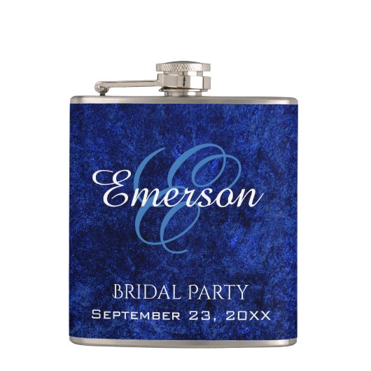 Flasques Bleu saphir | Cobalt Azure Briding Party Monogramm (Devant)