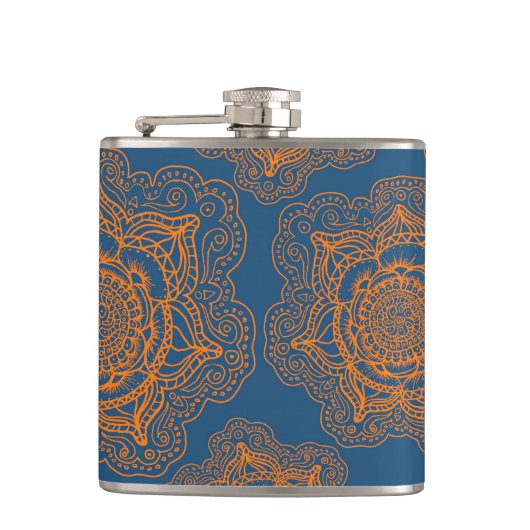 Flasques Bleu sur le mandala orange (Devant)