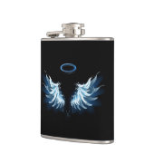 Flasques Blue Glowing Angel Wings on black background (Gauche)