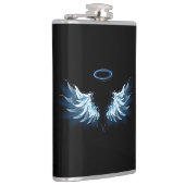 Flasques Blue Glowing Angel Wings on black background (Droite)