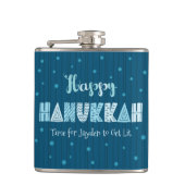 Flasques Blue Happy Hanoukka Typographie Star of David Nom (Devant)