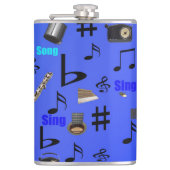 Flasques Blue Musical Notes and Instruments (Devant)
