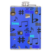 Flasques Blue Musical Notes and Instruments (Dos)