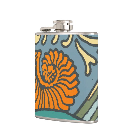 Flasques Blue Ocean Waves Nautilus Seashell Motif Nouveau (Gauche)