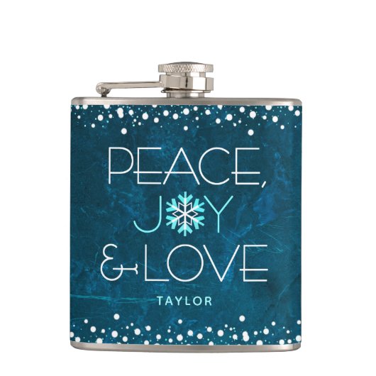 Flasques Blue Peace Jove Love Holiday Snowflake Bold Modern (Devant)