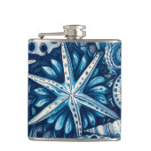 Flasques Blue Shells Beach Batik Starfish Nautical Theme (Devant)