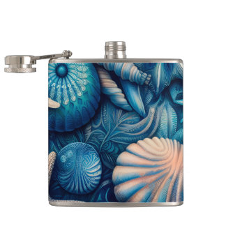 Flasques Blue Shells Beach Batik Starfish Sand Dollar