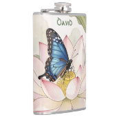 Flasques Blue Swallowtail Butterfly With Lotus Flower Name (Droite)