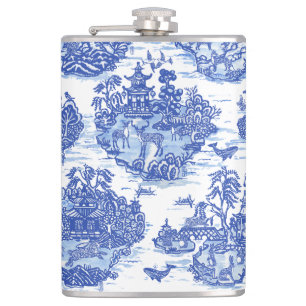 Flasques Blue Willow Animal Rabbit Cerf Fox Bird Toile