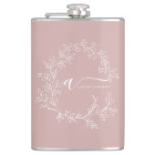 Flasques Blush Dusty rose moderne Script Girl Monogramme No (Devant)