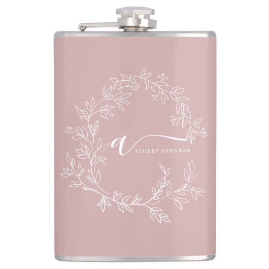 Flasques Blush Dusty rose moderne Script Girl Monogramme No (Devant)