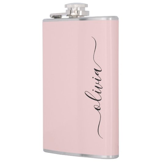 Flasques Blush Dusty rose moderne Script Girl Monogramme No (Gauche)