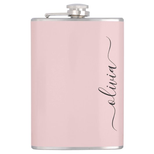 Flasques Blush Dusty rose moderne Script Girl Monogramme No (Devant)