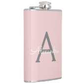 Flasques Blush Pink Grey Modern Script Girly Monogram (Droite)
