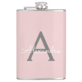 Flasques Blush Pink Grey Modern Script Girly Monogram (Devant)