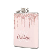 Flasques Blush rose gold pailleté monogramme nom (Gauche)