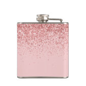 Flasques Blush Rose Pailleté Monogramme Simple Nom (Dos)