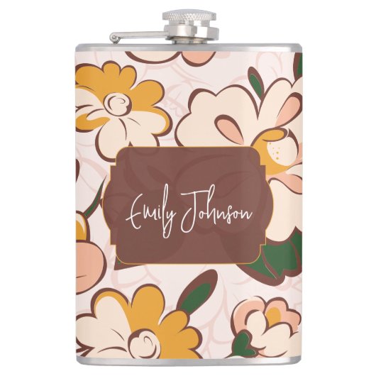 Flasques Boho Floral Nom Personnalisé (Devant)