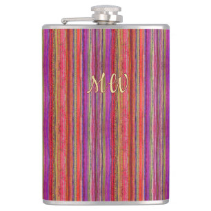Flasques Boho Vintage Rouge Violet Rayures -