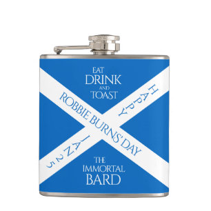 Flasques Boire à manger et toast Robbie Burns Scottish Flag