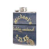 Flasques Bois bleu rustique | Monogramme de fin de semaine  (Gauche)