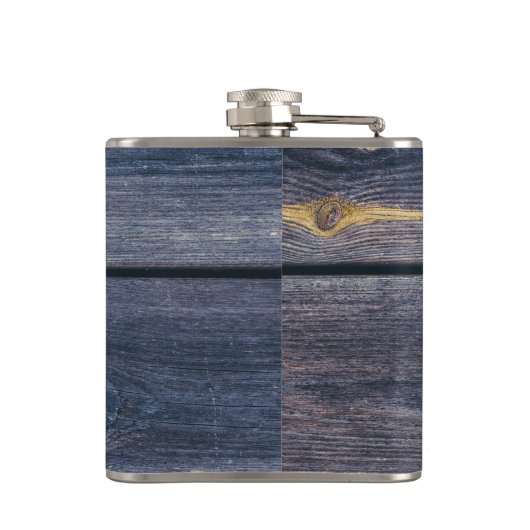 Flasques Bois bleu rustique | Monogramme de fin de semaine  (Dos)