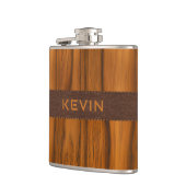 Flasques Bois d'acajou et tecture de cuir marron (Gauche)