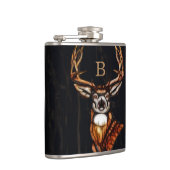 Flasques Bois de bois Cerf rustique Pays Monogramme unique (Droite)