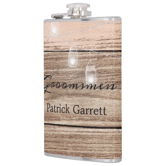 Flasques Bois et lanternes roses rustiques (Gauche)