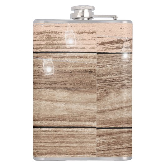 Flasques Bois et lanternes roses rustiques (Dos)