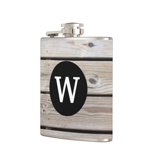 Flasques Bois rustique monogramme (Gauche)