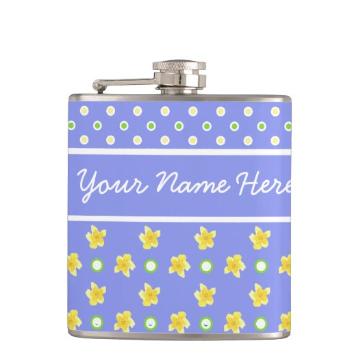 Flasques Bouche Primroses : Personnaliser : Pois, Bleu (Devant)
