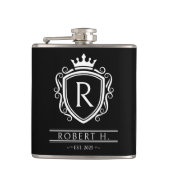 Flasques Bouclier Décoratif Monogramme Couronne Noir (Devant)