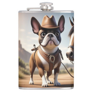 Flasques Bouledogue français chapeau de cowboy French Bulld