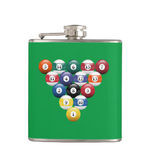 Flasques Boules de billard en rack