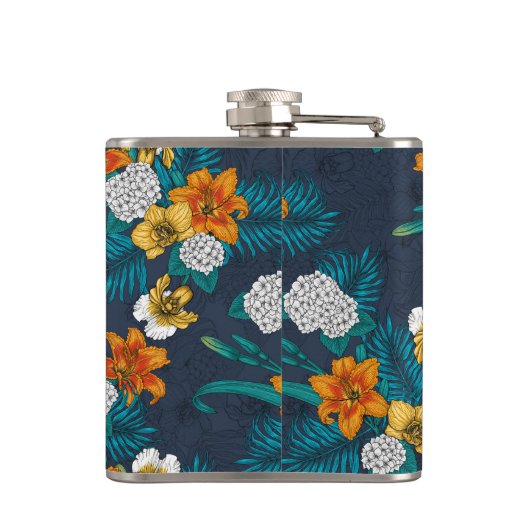 Flasques Bouquet tropical sur bleu (Dos)