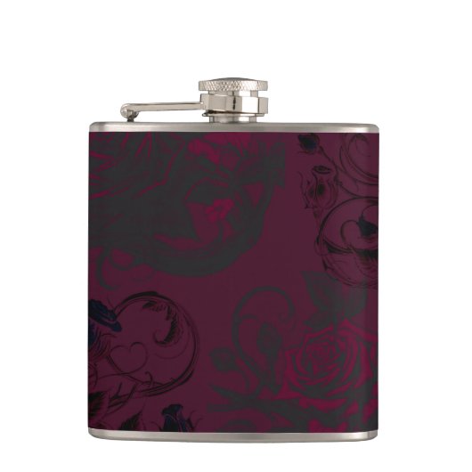 Flasques Bourgogne et noir Jardin sombre Mariage de glam go (Devant)