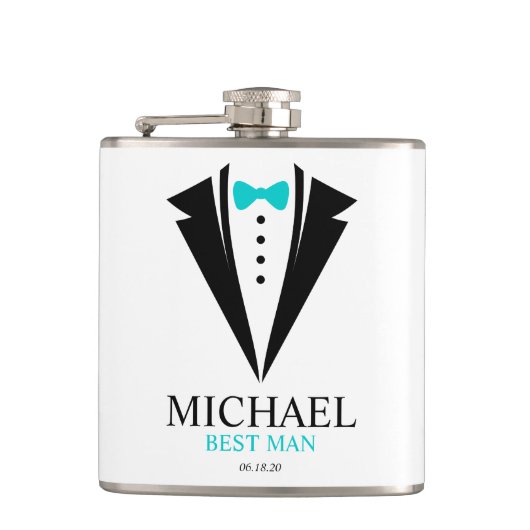 Flasques Bow Cravate Tuxedo "Best Man" Personnalisé (Devant)